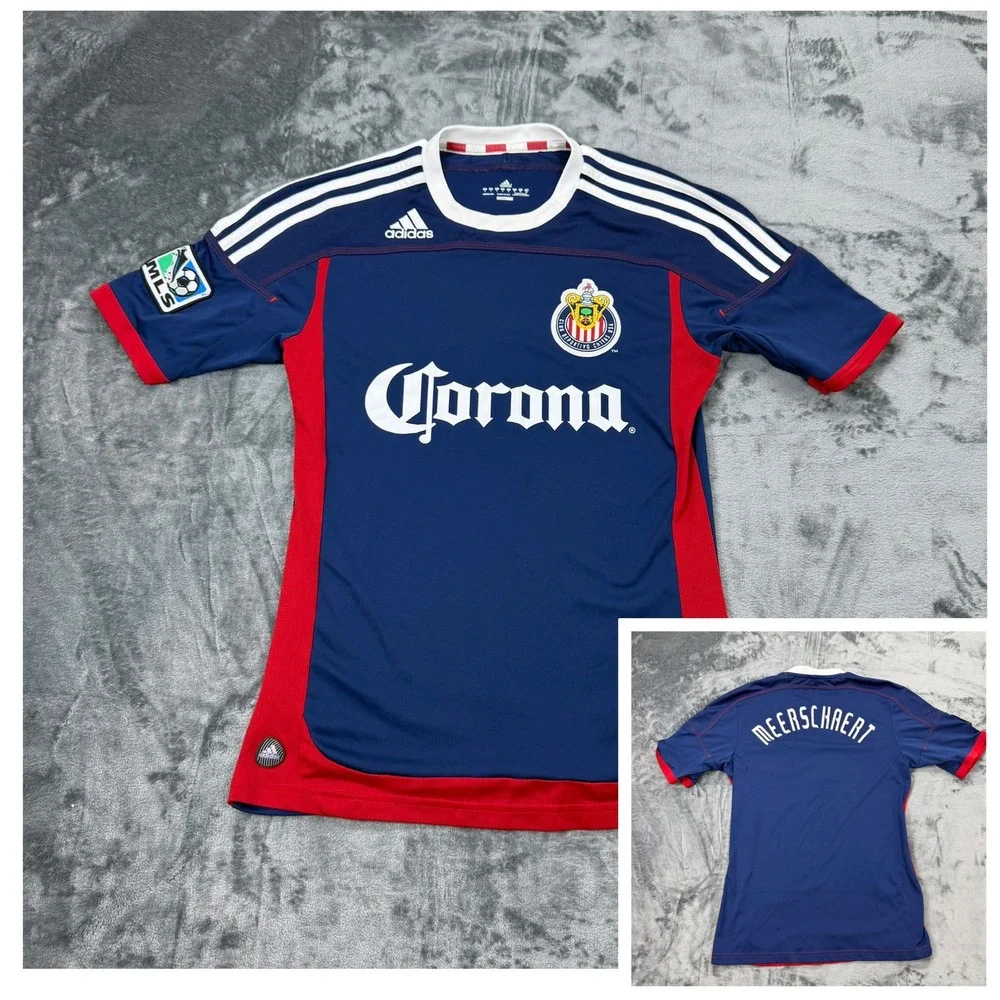 Rare Adidas 2013 Chivas USA MLS Soccer Jersey Mens Small Blue Corona Meerschaert